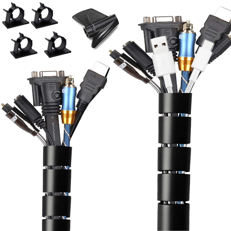 [Australia - AusPower] - Fanoshon 13 1/8ft -1/2 Inch Braided White Cable Sleeve Cover Organizer Split Cord Management Protectors Pet Proof - Self Wrapping Wire Loom Tube for Desk PC/TV/Computer/Home Theater/Engine Bay 22MM+28MM -1PACK Black 06 