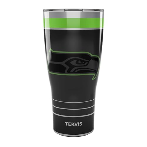 Tervis Traveler NFL Seattle Seahawks - Night Game Triple Insulated Tumbler Travel Cup Keeps Drinks Cold & Hot, 30oz, Stainless Steel Multicolor