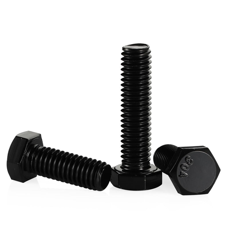 [Australia - AusPower] - 3/8-16 x 2" Hex Head Cap Screws Hexagon Bolts, Stainless Steel 18-8 Black Finish, UNC Coarse Thread Fully Threaded, 10 PCS 3/8-16 x 2" 