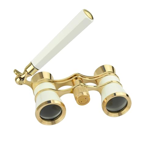 BLACKICE Opera Glasses, 3X25 Theater Binoculars, Mini Compact Opera Glasses with Adjustable Handle, Portable Binoculars for Women Adults Kids, Ideal for Concert Theater Opera (White with Handle)