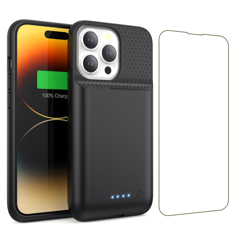 [Australia - AusPower] - Battery Case for iPhone 13/13Pro/14,7500mah Ultra-Slim Protective Charging Case, Portable Rechargeable Expandable Battery Charger Cover Compatible with iPhone 13/13Pro/14 (6.1 Inch)-Black Black 