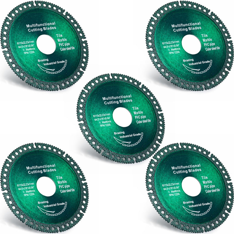 [Australia - AusPower] - ?5 Pack 4.5 Inch Indestructible Disc for Grinder, Indestructible Disc 2.0 for Angle Grinder 7/8''-Cut Everything in Seconds, Cutting Discs for Smooth Cutting, Chamfering, Grinding Materials Green (115mm) 5.0 
