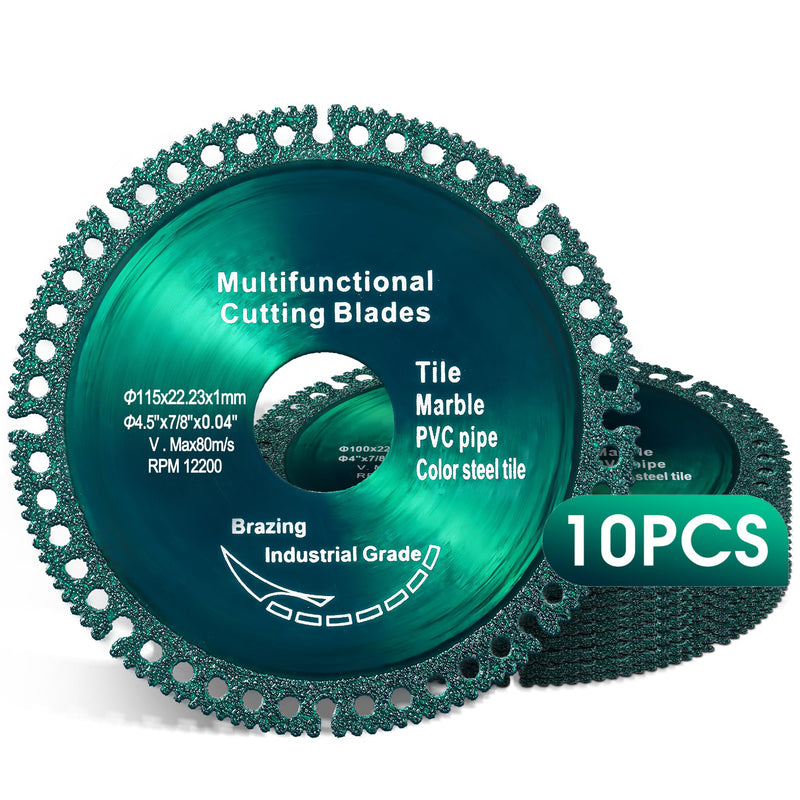 ‎10 Pack 4.5 Inch Indestructible Disc for Grinder, Indestructible Disc 2.0 for Angle Grinder 7/8''-Cut Everything in Seconds, Cutting Discs for Smooth Cutting, Chamfering, Grinding Materials Green (115mm) 10.0