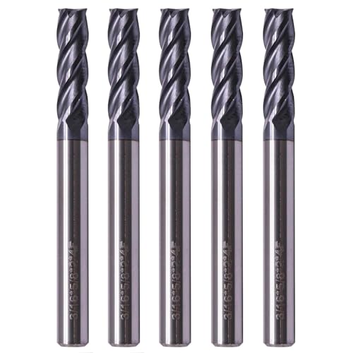 BestParts 5Pcs 3/16" 4 Flute Solid Carbide Square End Mills - AlTiN Coated 3/16 in 5