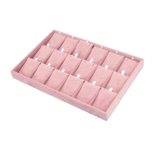 DYNWAVE Jewelry Organizer Jewelry Drawer Insert High End Velvet Jewelry Display Holder Jewelry Storage for Home Gifts for Girls Women Pink Necklace Tray