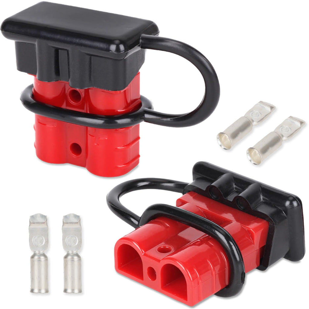 [Australia - AusPower] - Anyongora Battery Cable Connector 50 Amp, 6-12 Gauge Wire Battery Quick Connect/Disconnect Harness Plug, Connector Recovery Kit for Car Winches Trailers - Red (2 Set) 