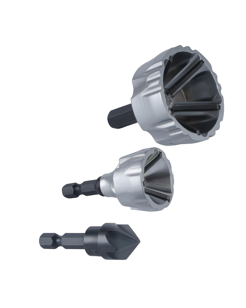 [Australia - AusPower] - Lichamp Tungsten Carbide Chamfer Tool 1/8" to 1-7/16" with Countersink Drill Bit 1/8" to 5/8", Tungsten Carbide Chamfer Bit Burr Remover for Damaged Metal Screws Bolts and Fasteners 