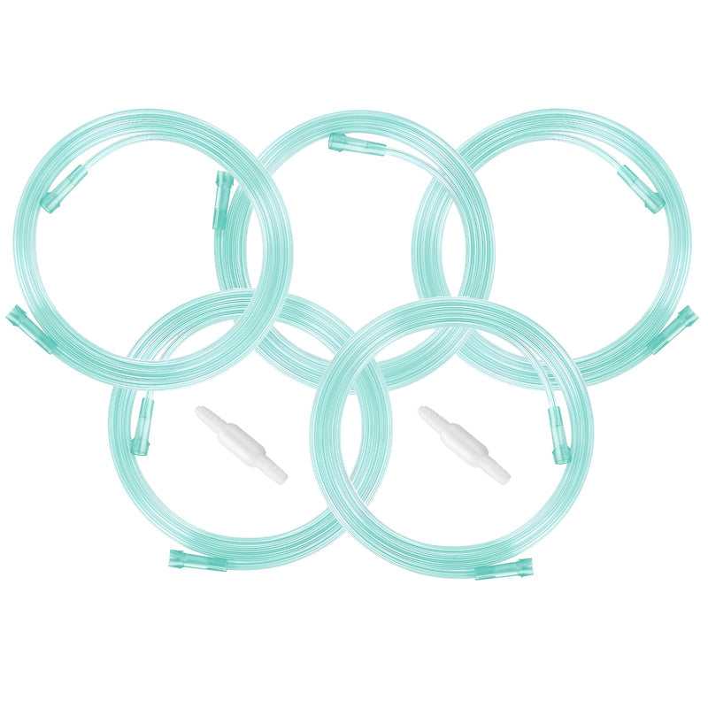 [Australia - AusPower] - 5 Pack Green 7ft Oxygen Tubing with 2pcs Connectors - Crush Resistant, Non-Kinking, Premium Quality Plastic Tubes Green-7ft-5Pack+2pcs 