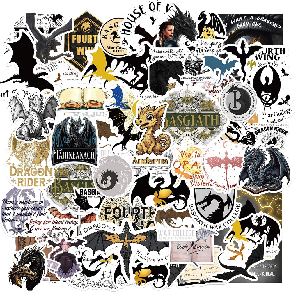 [Australia - AusPower] - 100 PCS Fourth Wing Stickers Waterproof Dragon Rider Stickers for Water Bottle Laptop Ipad Phone Skateboard Luggage Helmet, Large Vinyl Stickers for Adults Teens Dragon Book Lovers, Car Decals Fourth Wing 100 PCS 