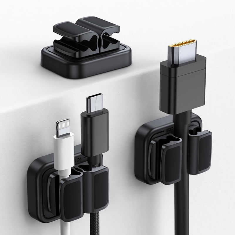 [Australia - AusPower] - Lamicall Cord Organizer Spring Clip Holder - [1 Small Clip Hold 3 Cords] Desk Cable Management Clip Holder, Adhesive Phone Charger Wire Keeper for Desk Nightstand Office Car, Desk Accessories, 3Pcs 3Pack Black 
