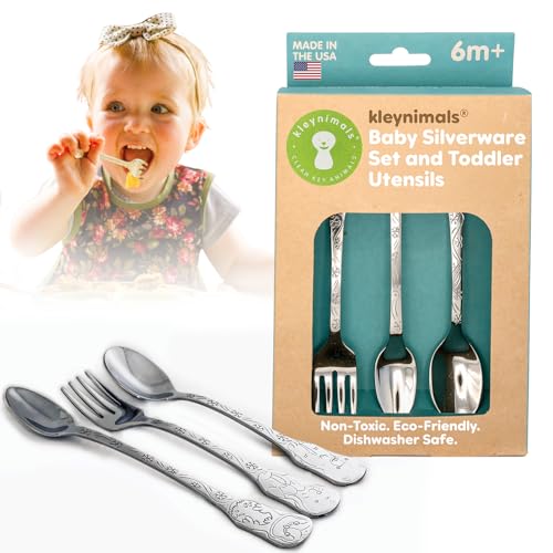 Kleynimals Stainless Steel Baby Flatware - Arctic, Non-Toxic, Made in USA Arctic Friends