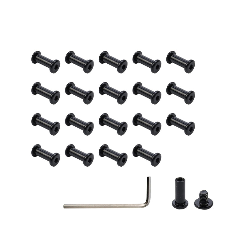 [Australia - AusPower] - Oedema 20-Pack M6×8mm Binding Screws Stainless Steel Barrel Nuts and Bolts Screw Rivets with 1Pcs Allen Wrench for Furniture Bed Belt Buckle Leather Binding Bolts M6×8mm, 8×20mm 