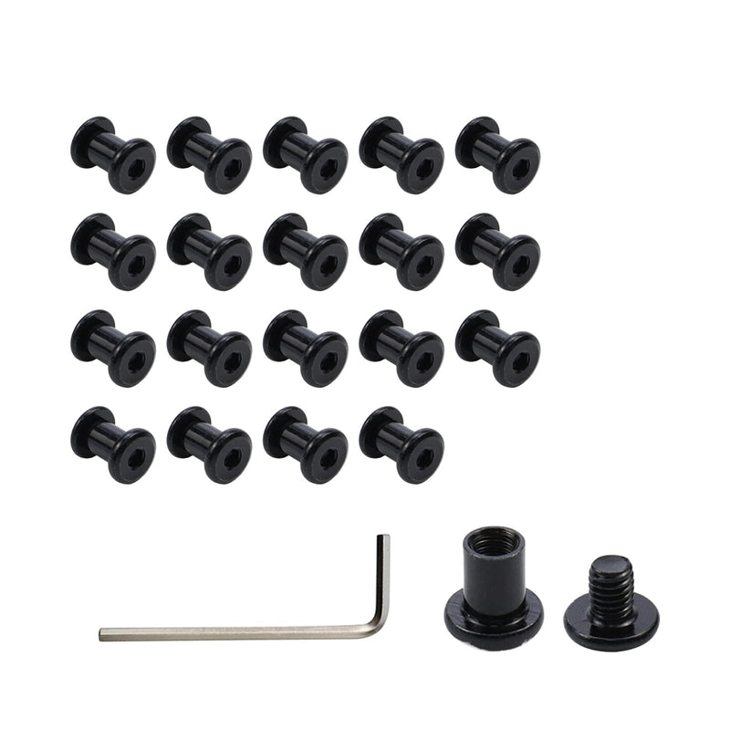[Australia - AusPower] - Oedema 20 PCS M6×8mm Barrel Nuts and Bolts Stainless Steel Binding Post Screws Black Chicago Screws with Hex Wrench for Furniture Bed Cupboard M6×8mm, 8×10mm 
