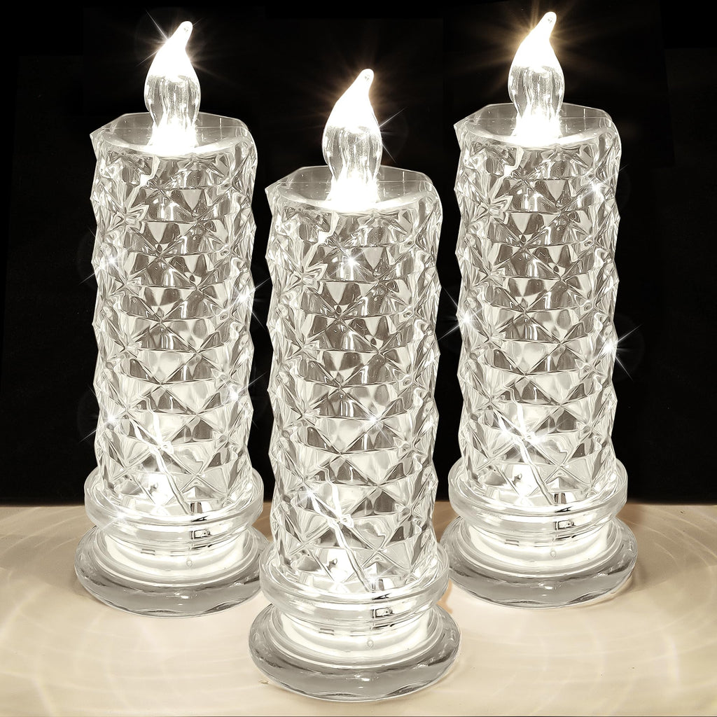[Australia - AusPower] - 6 Pcs Rose Shadow LED Flameless Candles Battery Operated LED Romantic Candle for Christmas New Years Wedding Birthday Valentine's Day Anniversary 