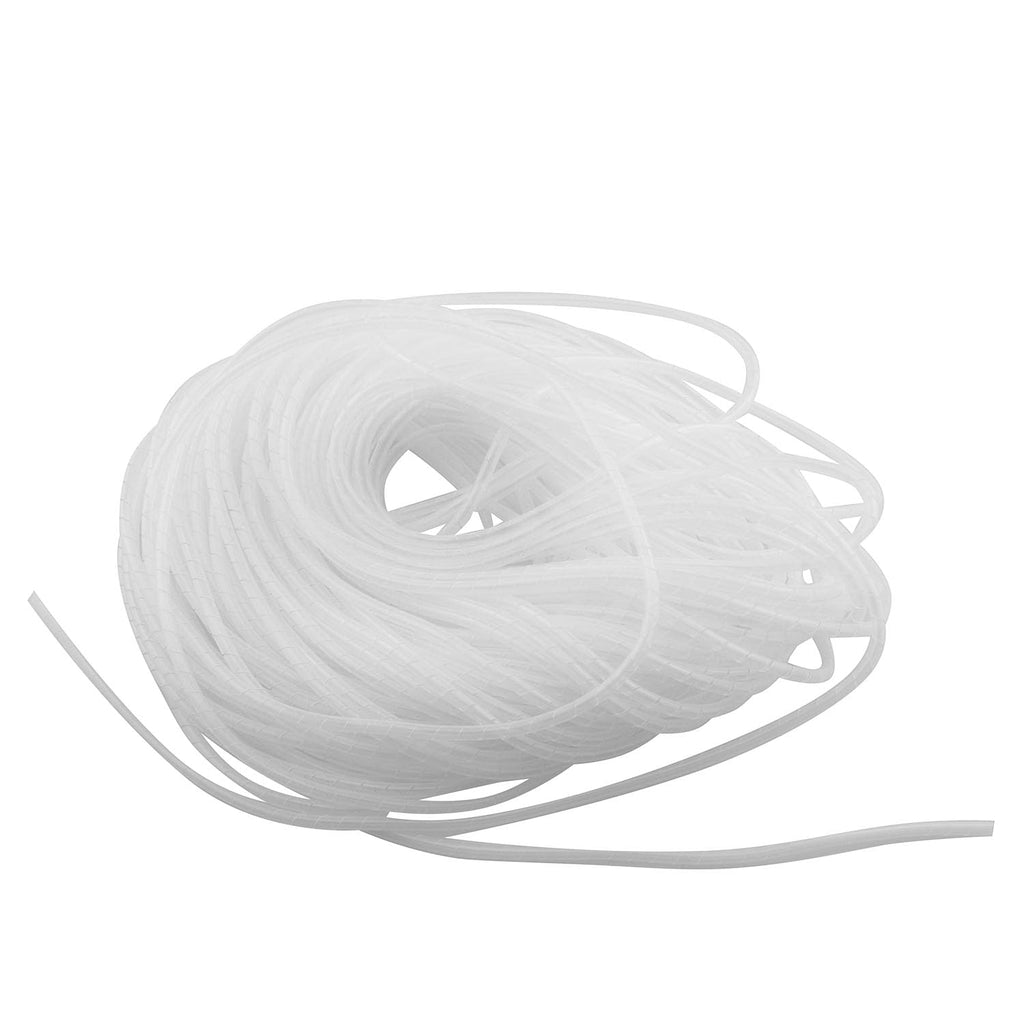 [Australia - AusPower] - Spiral Cable Wrap RLECS 4mm 25m Spiral Wrap Sleeving Tube Flame Retardant Cable Protective Sleeve Band Winding Pipe Wire Sleeves, White 