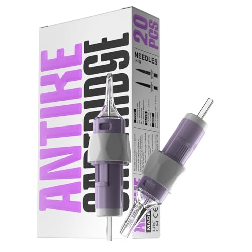 Pack of 20 Tattoo Needles Set Disposable #12 (1RL) Round Liner Diameter 0.35 mm Standard Tattoo Cartridges with Membrane and Silicone Ring - Compatible with Tattoo Machines EN11Q-FG-20EU-1201RL-X 1201RL