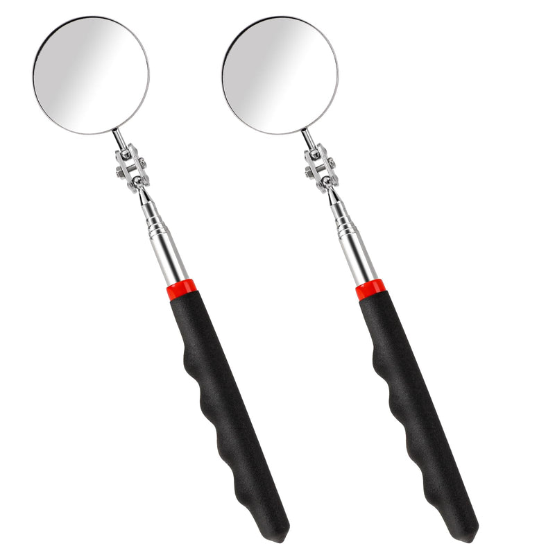 [Australia - AusPower] - 2Pcs Telescoping Inspection Mirror, Flexible Circular Inspection Mirror 360 Rotation with Extended Handle Round Inspection Mirrors for Checking Vehicle Condition(Dia-2 Inch) 