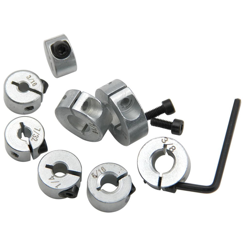 [Australia - AusPower] - 8 Pcs Drill Bit Stop Collar Set Split Ring Clamping Shaft Collars Drilling Limit Ring Drill Depth Stop Bit with M5 Set Screws (Imperial 1/2", 7/16", 3/8", 5/16", 1/4", 7/32", 3/16", 1/8") 
