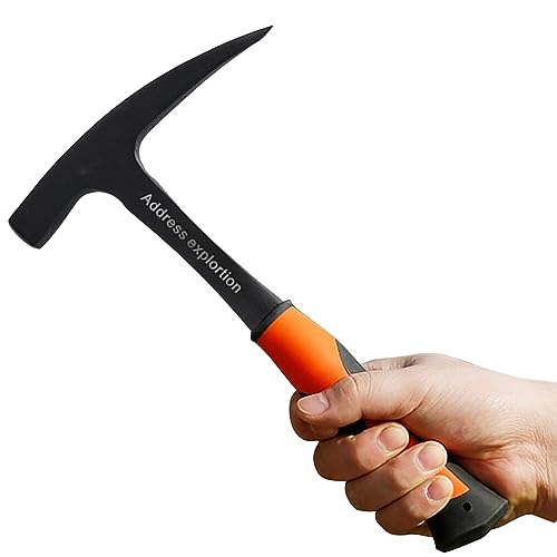 Geological Hammer 800g TPR Coated Handle Pointed Tip Hammers Multifunctional Geology Hand Tools for Mineral Exploration Investigation