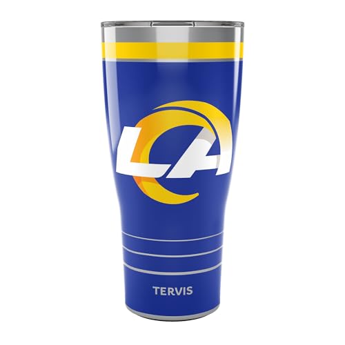 Tervis Traveler NFL Los Angeles Rams - MVP Triple Insulated Tumbler Travel Cup Keeps Drinks Cold & Hot, 30oz, Stainless Steel Multicolor