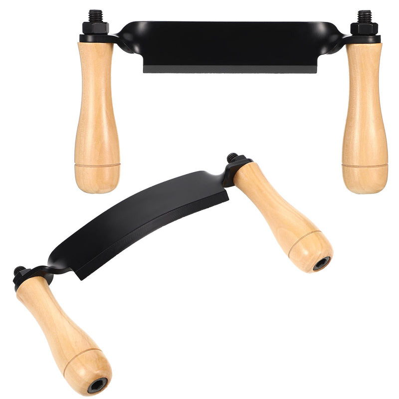 WILLBOND 2 Pcs 5 Inch Draw Shave Knife Set Draw Shave Knife Straight and Curved Woodworking Debarking Hand Tool Wood Razor Shaving Wood Barking Tool for Men(Straight, Curved)