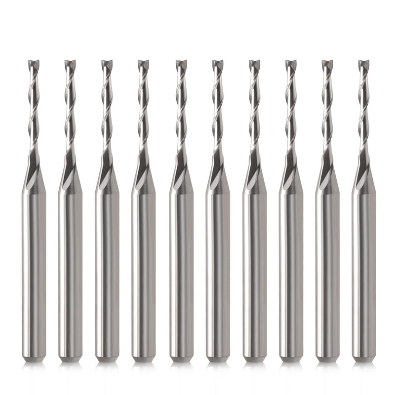 [Australia - AusPower] - CNC Router Bits 1/8" Shank CNC Bit End Mill 1/16" Cutting Dia Flat Nose Carbide Endmill Two Flute Spiral Upcut Milling Cutter Tool Set for Wood PVC MDF Hardwood (1/16 in, 10) 1/16 in 
