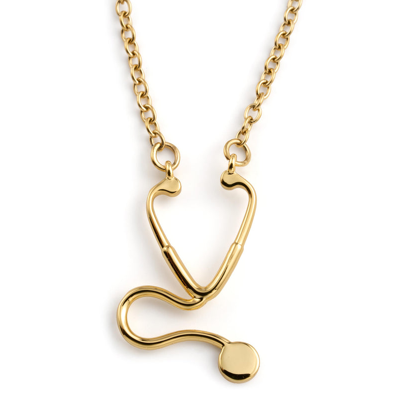 [Australia - AusPower] - Stethoscope Necklace 18k Gold | Nurse Jewelry Gift for Women, Doctors, Medical Students & Healthcare Workers 