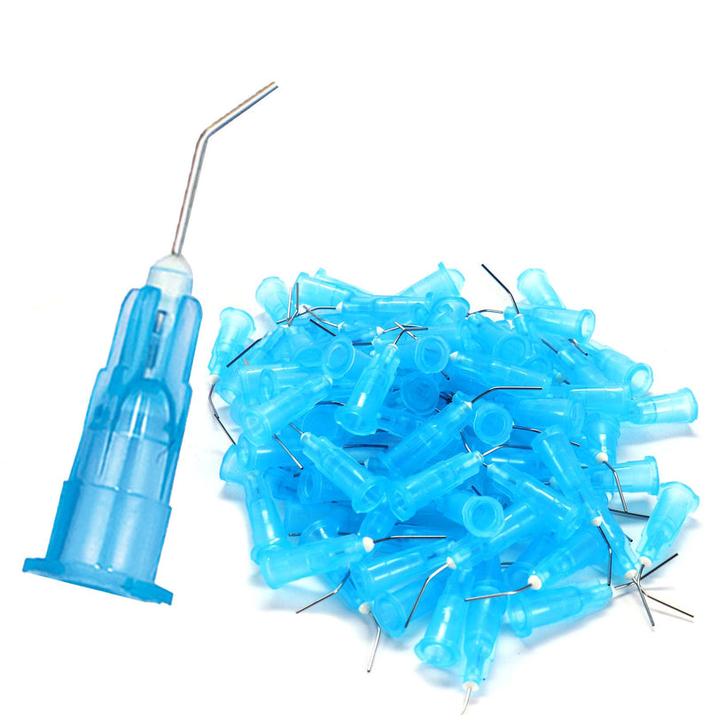 [Australia - AusPower] - 100Pkg. Pre-Bent applicator Tips 25 Gauge Blue Etchants Dental PreBent Flow Dispensing Needle Etchants Tips for Oil or Glue Applicator 25G Blue 100 