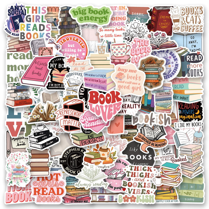[Australia - AusPower] - 103PCS Bookish Stickers,Book Stickers for Kindle,Laptop Computer Phone Water Bottle Waterproof Stickers Book Lover Gift 