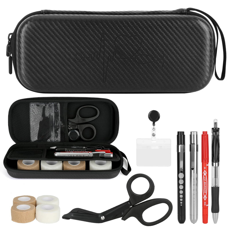 [Australia - AusPower] - 11 pcs Stethoscope Case Kits,Stethoscope Carrying Case for 3M Littmann Classic III,Stethoscope Holder with Pocket for Nurse Accessories for Work,Include Penlight, Bandage Wraps Black With Accessories-Black kit 
