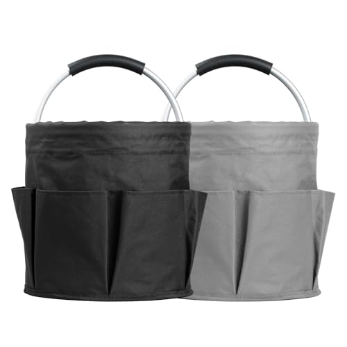 WOOHA Tool Organizers Bag 34L Collapsible Tool Bag Shower Caddy Basket Outdoor Camping Bathroom Caddy Home Bathroom Storage Bath Wash Bag（Black+Grey） 2 Pack Black+grey