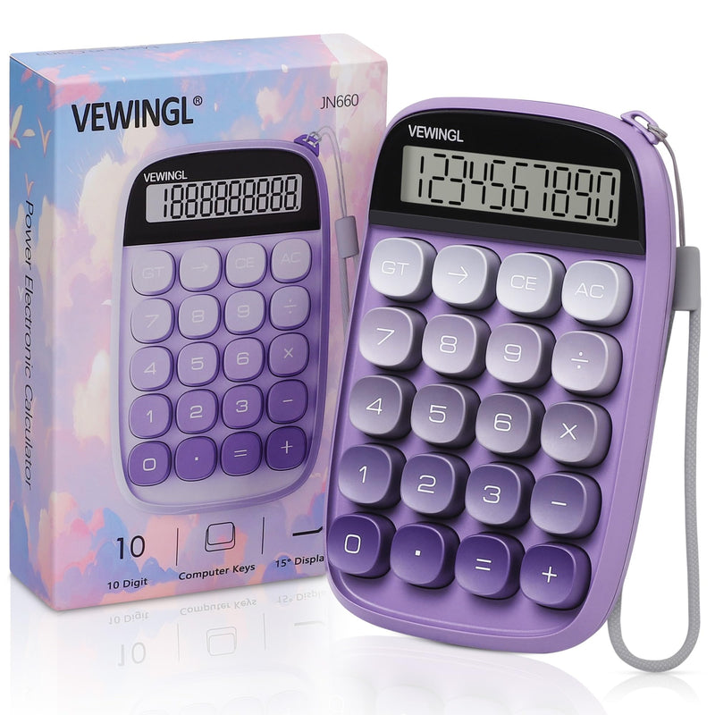 [Australia - AusPower] - Mechanical Switch Calculator,Purple Calculator Cute 10 Digit Large LCD Display and Buttons,Calculator with Large LCD Display Great for Everyday Life and Basic Office Work Gradient Purple 
