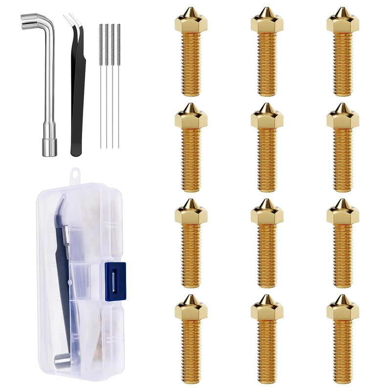 [Australia - AusPower] - 0.4mm Brass Nozzles 12pcs, 3D Printer 1.75mm Filament Hot End Nozzles for Anycubic kobra 2,vyper,kobra plus,kobra Max,Sidewinder X1 3D Printer For kobra 2 