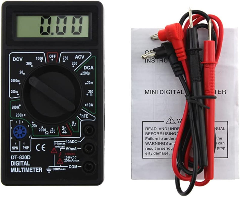 [Australia - AusPower] - DT-830D Digital Multimeter with Buzzer Square Wave Output Voltage Ampere Ohm Tester Probe DC AC LCD Overload Protection 