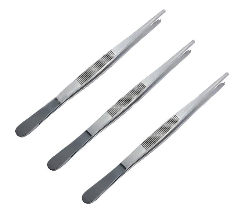 [Australia - AusPower] - Tissue Forceps 18cm 7", 20cm 8", 25cm 10" 1x2 Teeth Surgical Kocher Tweezer Stainless Steel 3 Pcs (18cm (7")) 18cm (7") 