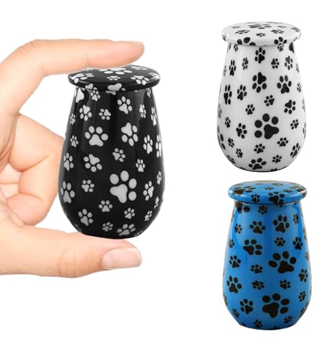Paw Print Keepsake Cremation Urn for Pet Ashes – Small Memorial Urn for Dog or Cat Ashes, Handcrafted Aluminum Keepsake Urn for Sharing Ashes, Pet Memorial Urn with Paw Prints (Black) Black