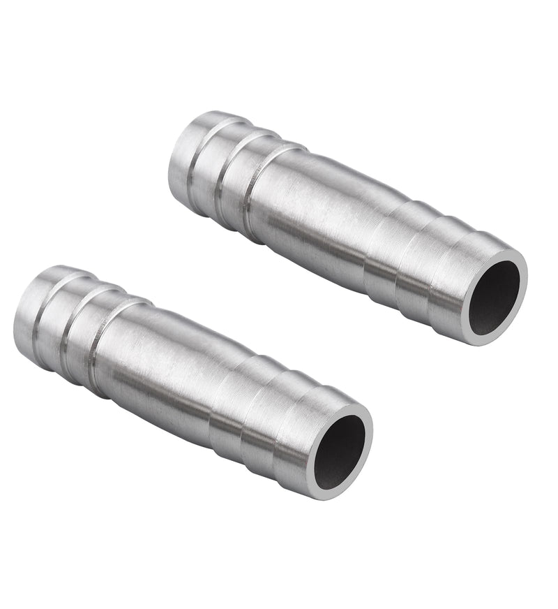 [Australia - AusPower] - Stainless Steel 3/4" to 3/4" Hose Barb Fittings Splicer Mender Round Union Coupler Adapter Splicer Mender Union Air Water Fuel (Pack of 2) 3/4" Barb x 3/4" Barb 