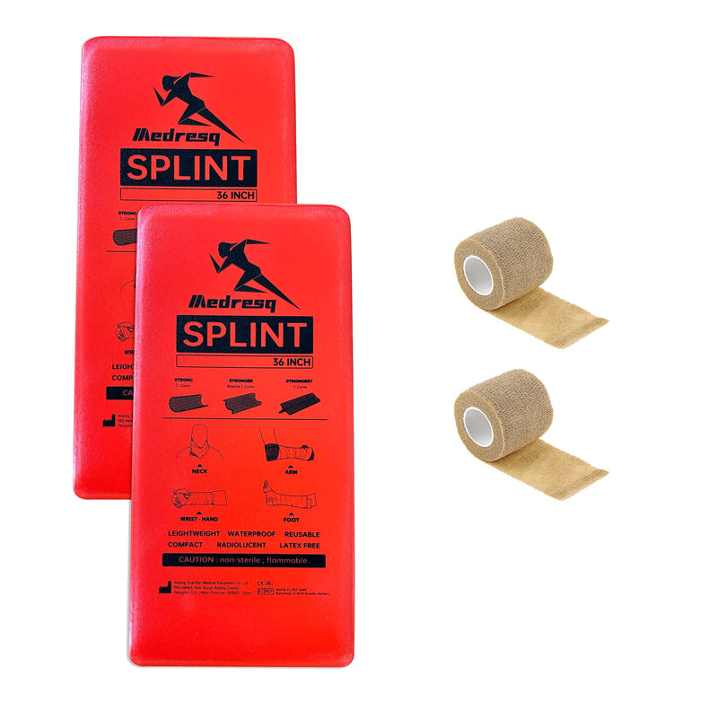 [Australia - AusPower] - First Aid Splint Kit, Lightweight Reusable Splint for Supporting Arm and Leg Fracture Treatment During Trauma Emergencies (Red) Red 