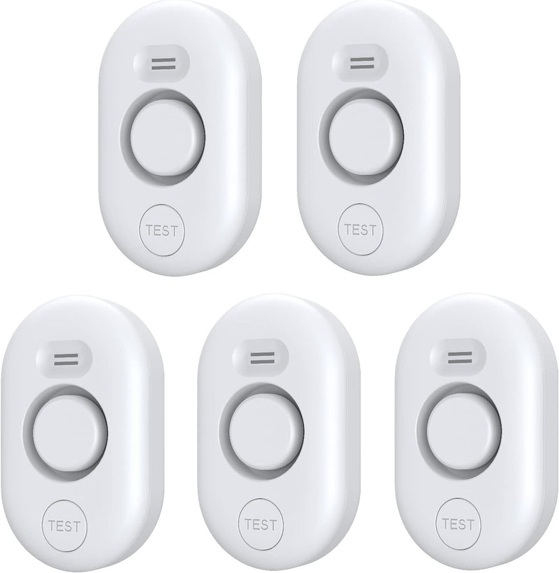 [Australia - AusPower] - 5 Pack Water Leak Detectors for Home, 100dB Water Sensor Alarm for Basement,Flood Leakage Detection Devices for Pipe/Drain/Sink/Faucet Drip Alert,Floor Flooding in Bathroom/Kitchen/Toilet/Laundry Room 5 Sensors White 
