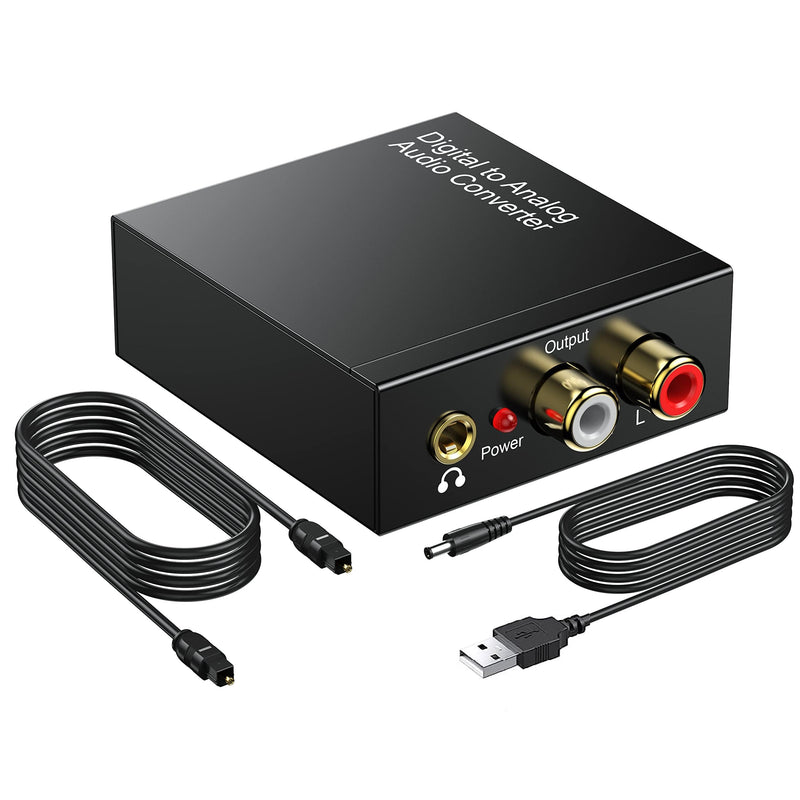 [Australia - AusPower] - DAC 192KHz Digital to Analog Audio Converter, Optical to RCA Adapter with Optical Coaxial Cable, Toslink Optical to 3.5mm Adapter for PS4 HD DVD Home Cinema Systems 