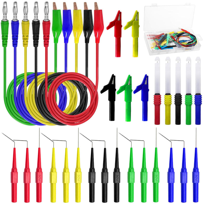 [Australia - AusPower] - 31PCS Back Probe Kit, Banana Plug to Copper Alligator Clip Automotive Test Leads Set, Insulation Wire Piercing Probes, Test Wires for Car Repairing Diagnostic Circuit Testing (30) 30 