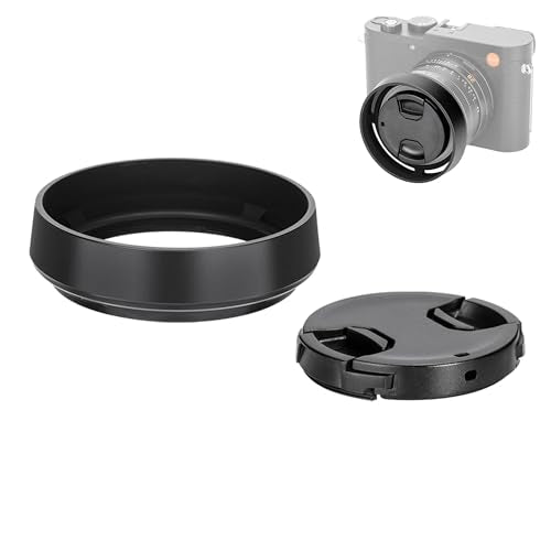 JJC Metal Lens Hood Shade & Lens Cap for Leica Q3 43/Q3/Q2/Q Cameras, Black
