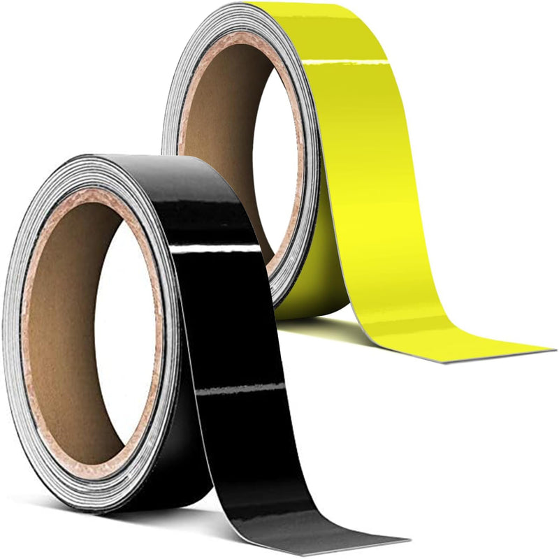 VViViD Automotive Vinyl Wrap 2 Tape Rolls of 1" x 20ft (Gloss Black and Gloss Daytona Yellow) Pinstripe Bundle - M0