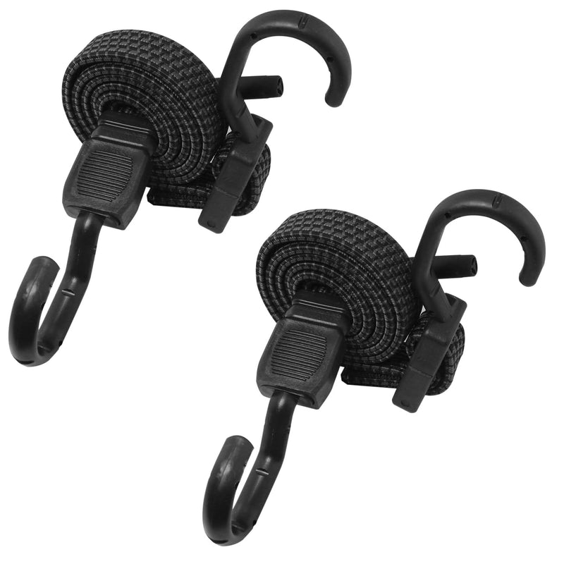 [Australia - AusPower] - JJHXSM 2PCS Heavy Duty Bungee Cord with Hooks Black 40 Inch Rubber Strap with Metal Buckle Hooks for Outdoor Camping Tarps Bike Racks and Tents 