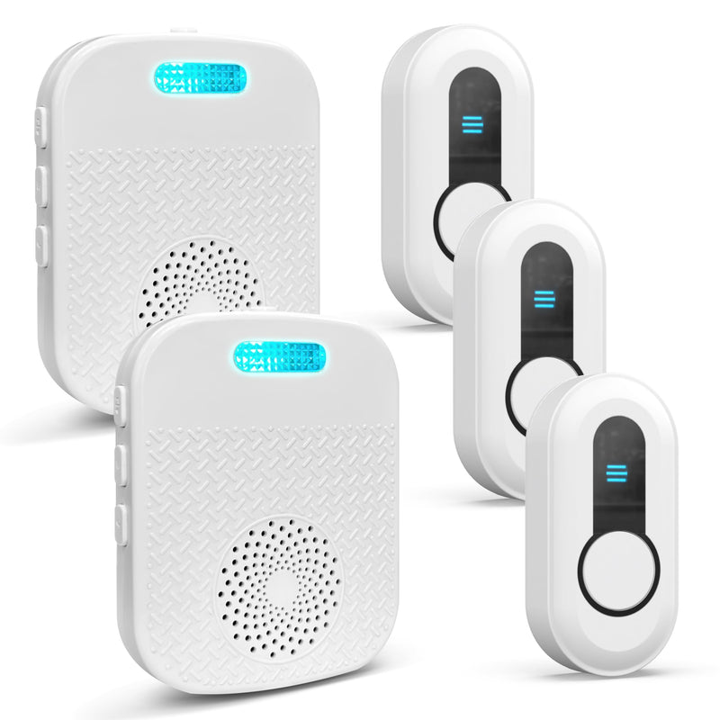 SanJie Wireless Caregiver Pager Call Bell for Patients at Home 328Ft Range Call Button for Elderly Life Alert Systems for Seniors (2 Rechargeable & Portable Receiver,3 Emergency Button) 3 buttons+2 receivers