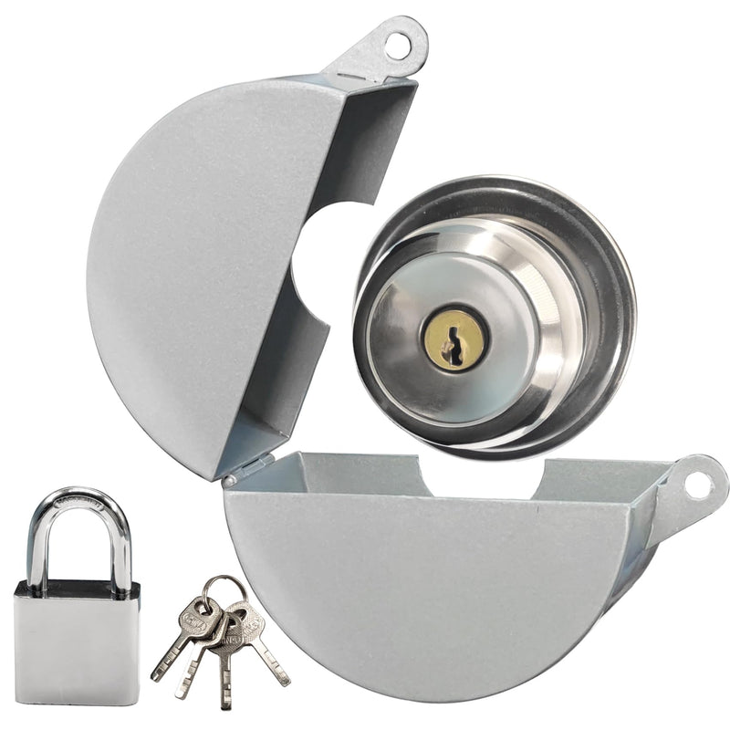 [Australia - AusPower] - PILISPARK Door Knob Lock Out Device with Padlock, Door Handle Lock - Protects Door Handles from Turning and Entering Keyholes, for Covering Door Handles/Faucets/Valves, Stainless Steel (Silver) Silver 