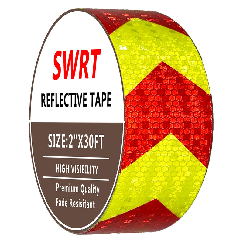 [Australia - AusPower] - 2" x 30 FT Reflective Tape Outdoor Waterproof Red & Fluorescent Yellow Reflective Tape Heavy Duty Strong Adhesive Hazard Caution Safety Warning Tape Reflector Conspicuity Tape for Trailer 2IN x 30FT 