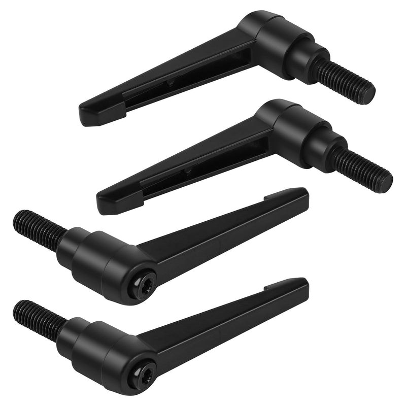 efuturetime Clamping Lever M10 x 25 mm Adjustable External Thread Black Pack of 4 | Carbon steel handle, machine handles 25mm