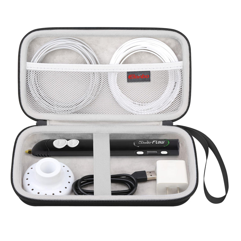 [Australia - AusPower] - 3D Pen Carrying Case for 3Doodler Flow 3D Printing Pen for Teens, Extra Mesh Pocket Fits Plastic Filament Adapter, Black (Case Only !) 