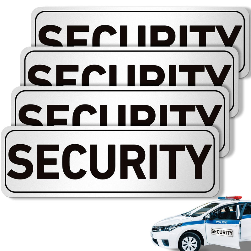[Australia - AusPower] - 4 Pcs Security Car Magnetic Signs Reflective Security Heavy Duty Signs for Vehicles Magnetic Truck Signs Waterproof Security Officers Magnetic Decals for Patrol(White with Black Border) White with Black Border 